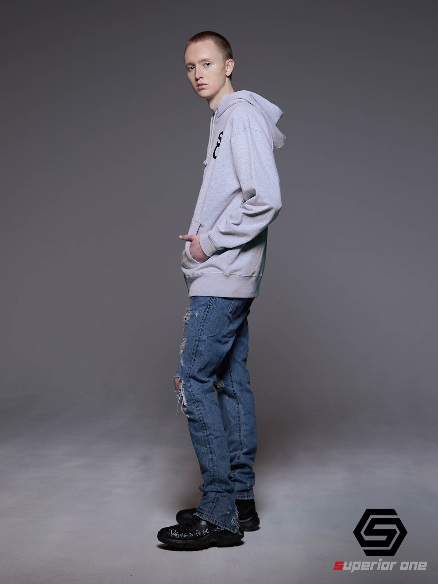 SO LOGO ZIP HOODIE GRAY